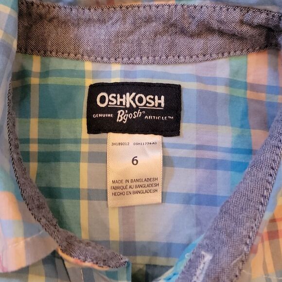 Oshkosh B'gosh size 6 plaid short sleeve button down shirt 💙🧡 - Picture 4 of 6